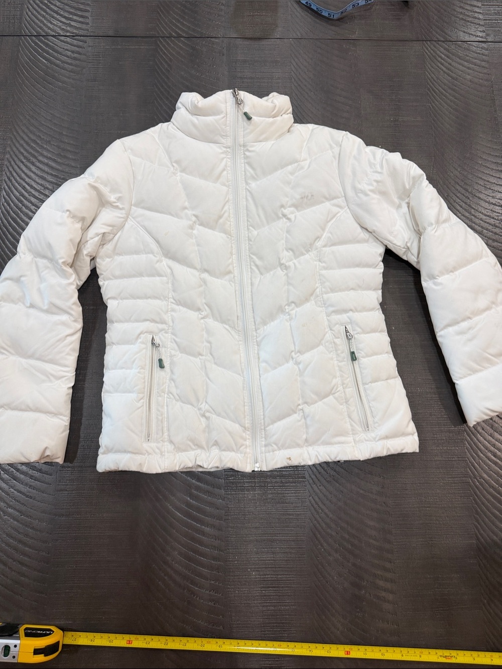 Lands' End White Quilted Puffer Jacket